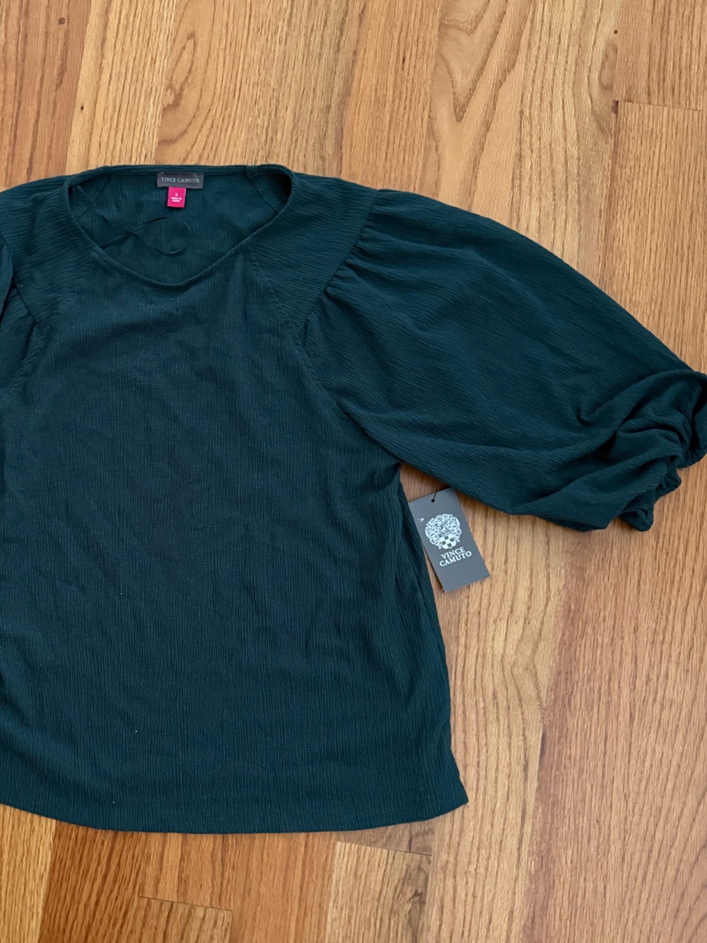 Maeve Deep dark Teal Puff Sleeve Blouse small NWT